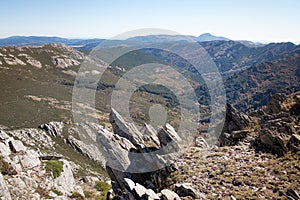 Landscape view of cli on mountains background. Puerto de la Quesera, Segovia, Castilla, Spain