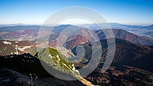 Landscape view of colorful mountain hills in fall