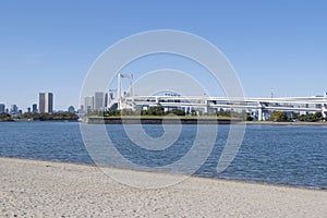 Landscape view at  Daiba beach famous landmark at Japan