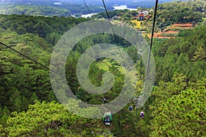 Landscape view from Dalat Cable Car, en route from Robin Hill to Truc Lam Monastery Chua Truc Lam, at Robin Hill, Dalat, Vietnam