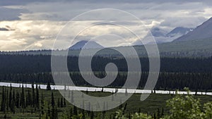 A landscape view of Denali National Park and Preserve in Alaska.