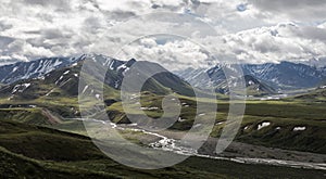A landscape view of Denali National Park and Preserve in Alaska.