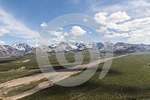 A landscape view of Denali National Park and Preserve in Alaska.