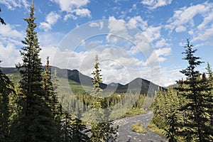 A landscape view of Denali National Park and Preserve in Alaska.