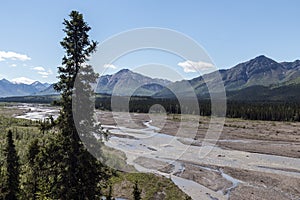 A landscape view of Denali National Park and Preserve in Alaska.