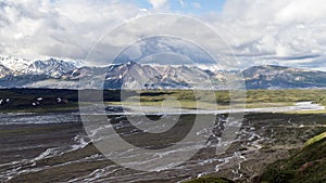 A landscape view of Denali National Park and Preserve in Alaska.