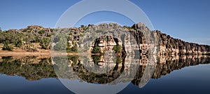 Landscape view of Devonian Cliffs, Geikie Gorge, Fitzroy Crossing