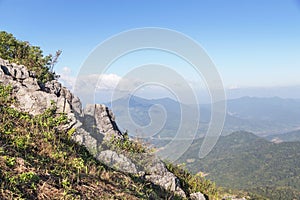 Landscape view of Doi Pha Tang mountain with Mekong river at Chiang Rai, Thailand.