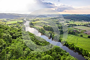 Landscape view on Dordogne river in France