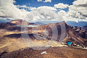 Landscape view of Emerald lakes and volcanic landscape, Tongariro, NZ