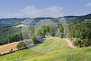 Landscape view Emilia-Romagna, comune of Sasso Marconi. Rural countryside in springtime.