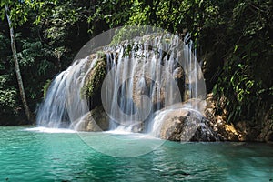 Landscape view of Erawan waterfall kanchanaburi thailand.