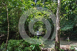 Landscape view of Erawan waterfall kanchanaburi thailand.