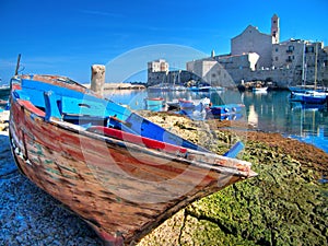 Landscape view of Giovinazzo touristic port. Apuli