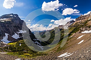 Landscape view in Glacier National Park at Logan Pass