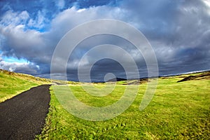 Landscape view of golf course In Iceland