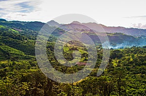 Landscape view on green nature and mountains in Chiapas, Mexico, Yucatan peninsula photo