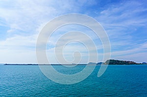 Landscape view of harbor and blue Sea and islan