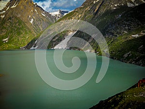 Landscape view having river pond at the bottom in kashmir india photo