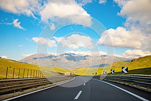 Landscape view from the highway towards Plermo on mountain in Sicily island, Italy