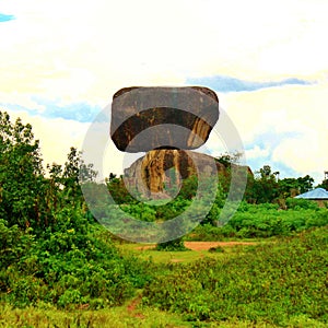 Landscape view of huge rock structure focused for background images