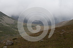 Landscape view of Kackar Mountains in Rize, Turkey.