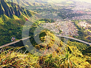 Landscape view of Kaneohe from above