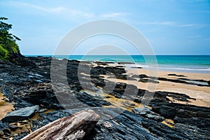 Landscape view of Kantiang Bay and beach, Ko Lanta, Thailand. Tropical island with white sand