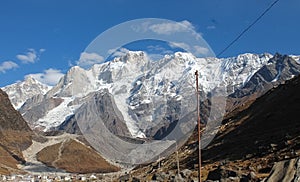 Landscape view of Kedar peak . Snow-covered Himalayas peak .