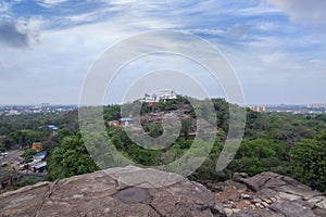 Landscape View at the Khandagiri Temple in Udayagiri and Khandagiri Cave Complex in Bhubaneswar, Odisha, India