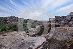 Landscape view of Khandagiri and Udayagiri Hills Bhubaneswar, Odisha, India.