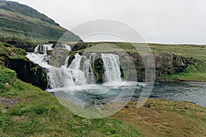 landscape view of Kirkjufellsfoss In the daytime in iceland