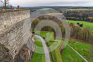 Landscape view from Koenigstein Fortress in Saxon Switzerland, Germany