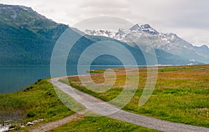 Landscape view at lake Silvaplana.