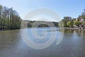 Landscape view of lake Tihoe calm in Svetlogorsk