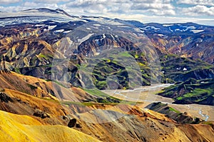 Landscape view of Landmannalaugar colorful volcanic mountains, Iceland