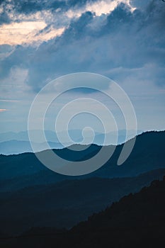 Landscape view and layers mountain at rural area chiangmai.