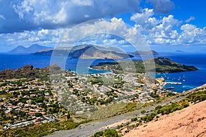 Landscape view of Lipari islands in Sicily, Italy