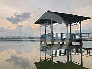 Landscape view of the Lower Peirce Reservoir, which is one of the reservoirs in the city of Malang