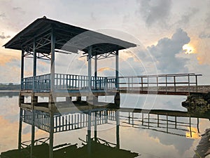 Landscape view of the Lower Peirce Reservoir, which is one of the reservoirs in the city of Malang