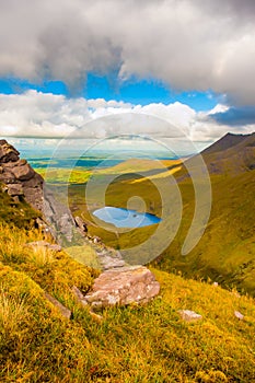 Landscape view of Macgillycuddy`s Reeks