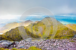 Landscape view of Macgillycuddy`s Reeks