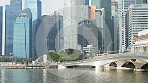 landscape view at marina bay water front area with skyscraper highrise building skyscrapers in the central business district of