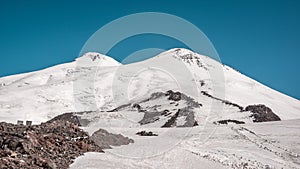 Landscape view of Mount Elbrus in Caucasus, Russia.