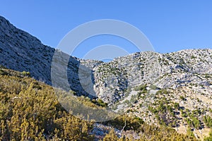 Landscape view from mountains above Ivan Dolac on Hvar island