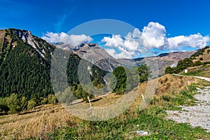 Landscape view of the mountains around Le Bourg d`Oisans in France
