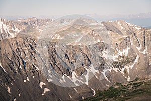 Landscape view of mountains ranges from the top of Quandary Peak in Colorado.