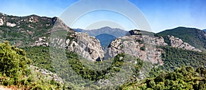 A landscape view of mountains in Sardinia