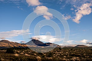 Landscape view of Mt Ngauruhoe in Tongariro National park, New Zealand