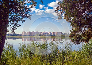 Landscape with a view of the new neighborhood on the other side of the river